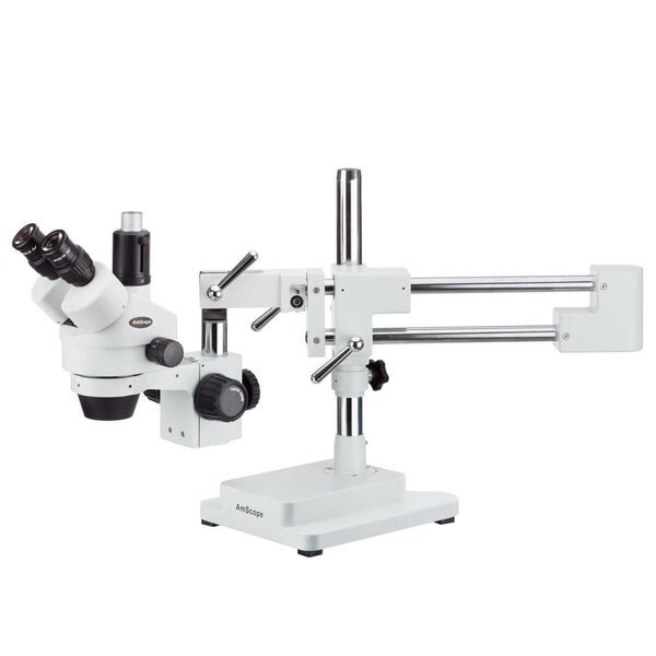 3.5X-45X Simul-Focal Trinocular Boom-Arm Stereo Microscope, 144-LED Multi-Zone Ring Light, Amscope, Mfr#: SM-4TPX-144A
